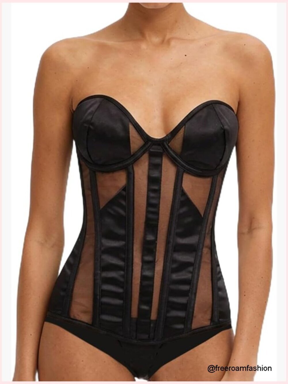 Mesh See Through Push Up Overbust Bustier Corset Going Out Bra Top